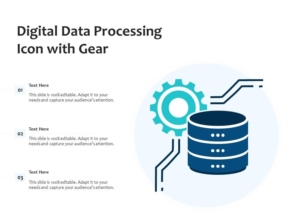 Digital data processing icon with gear