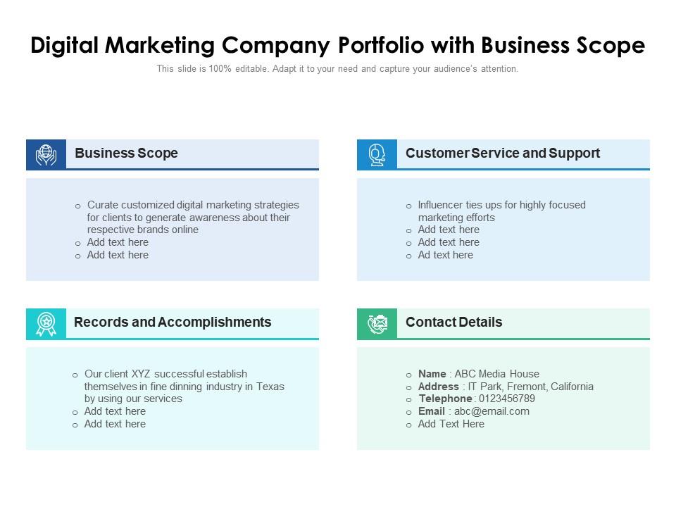 Digital marketing company portfolio with business scope Slide00