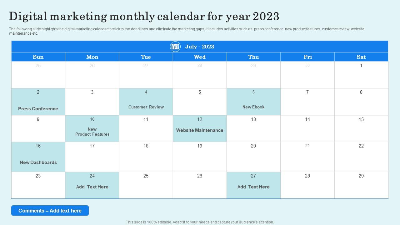 Top 10 Digital Marketing Monthly Report PowerPoint Presentation