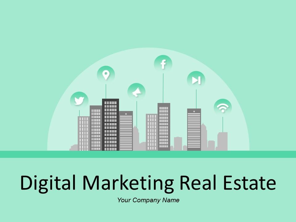 Digital marketing real estate with building and houses consider and engage Slide01