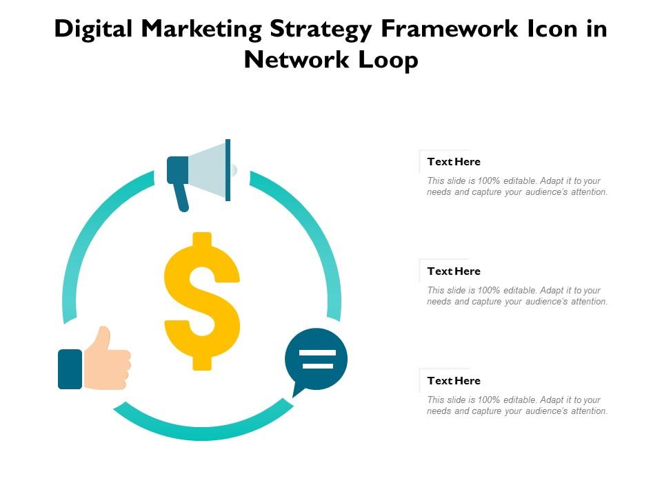 Digital marketing strategy framework icon in network loop Slide00