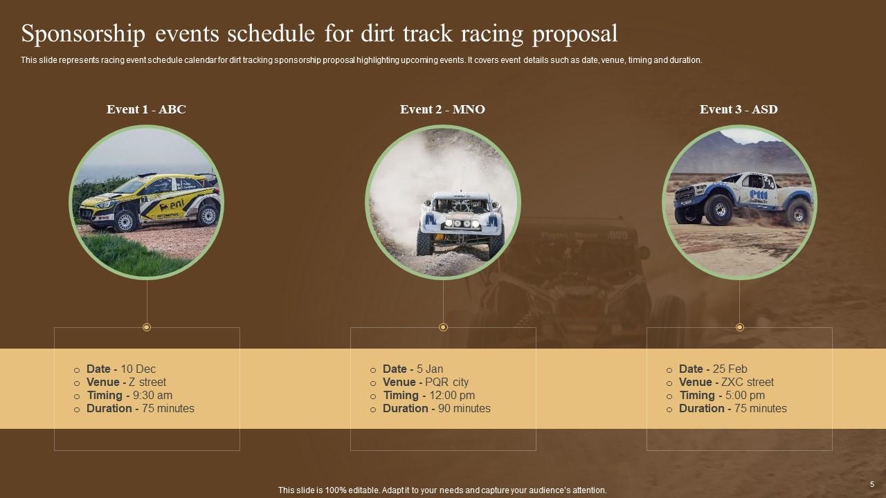Dirt Track Racing Sponsorship Proposal Powerpoint Presentation Slides