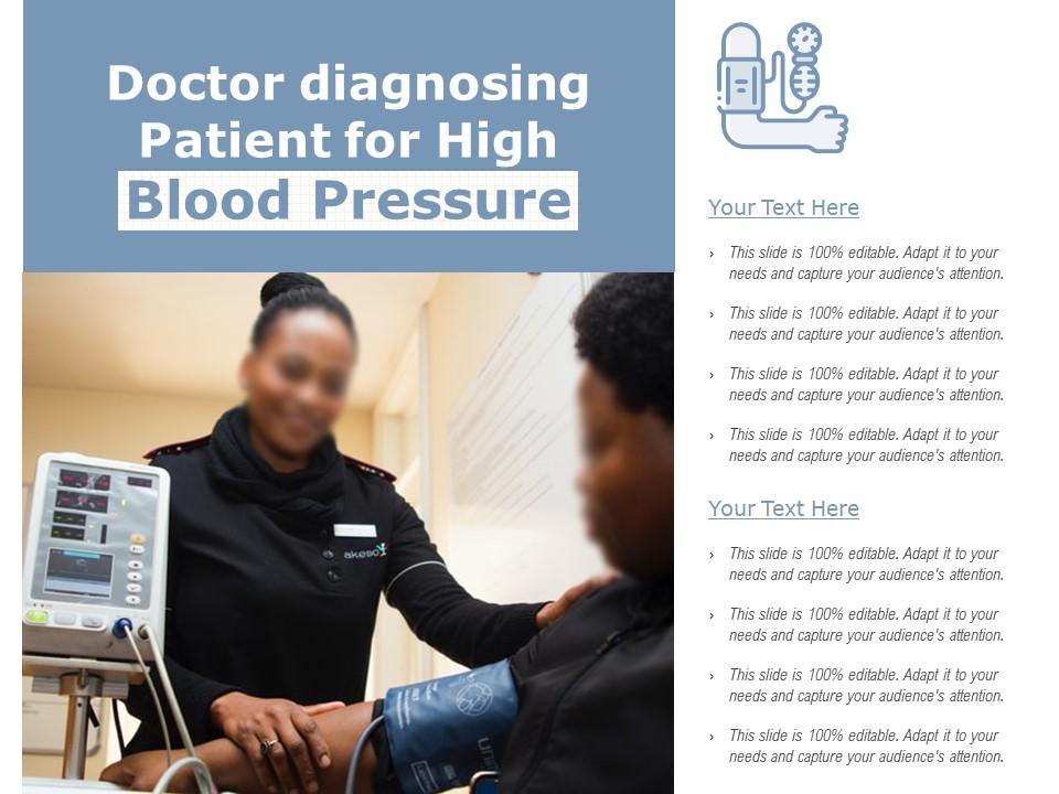 Doctor diagnosing patient for high blood pressure Slide01