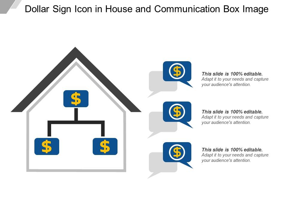 Dollar sign icon in house and communication box image Slide00