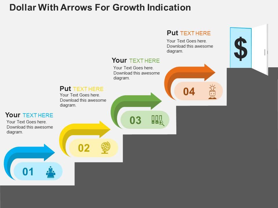 dollar_with_arrows_for_growth_indication_flat_powerpoint_design_Slide01