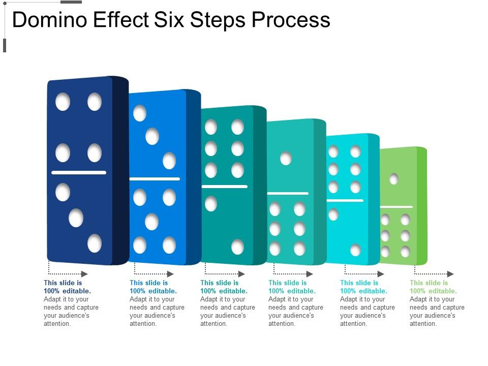 Domino Effect Six Steps Process PowerPoint Presentation Templates