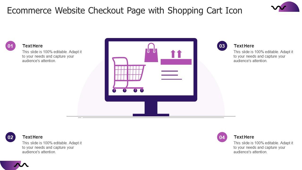 Ecommerce Website Checkout Page With Shopping Cart Icon PPT Example
