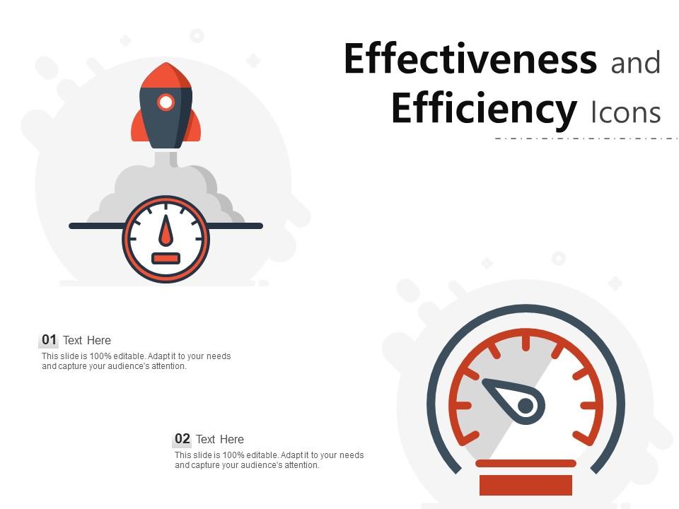 Effectiveness And Efficiency Icons PowerPoint Presentation Sample