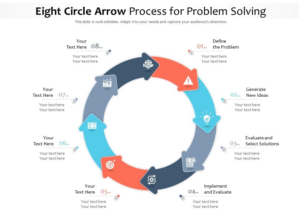 Eight circle arrow process for problem solving Slide01