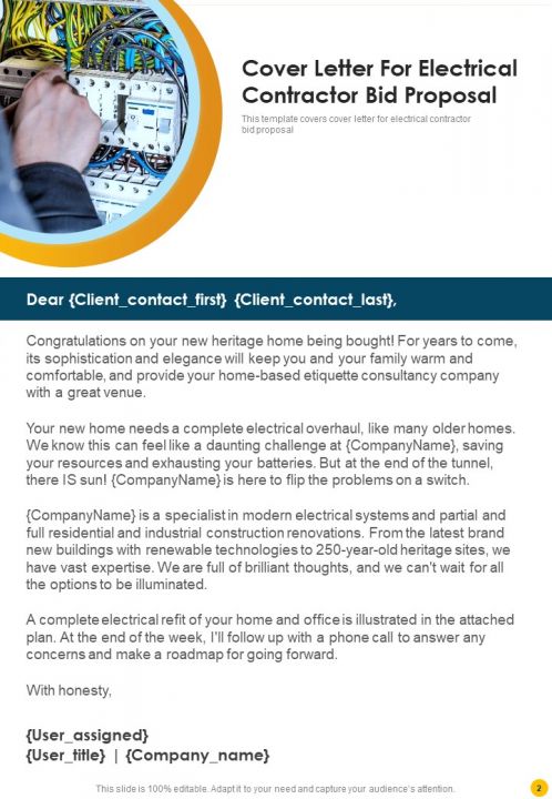Electrical Contractor Bid Proposal Report Sample Example Document