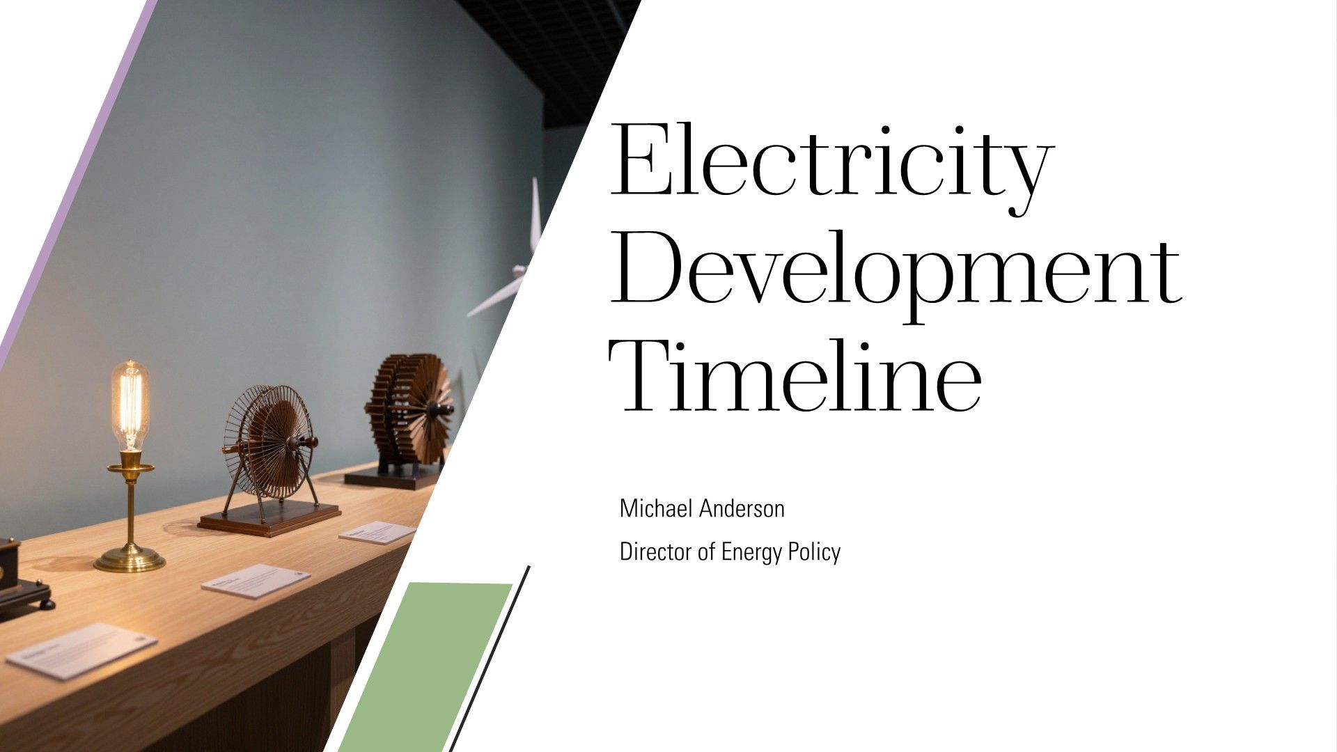 Electricity Development Timeline PPT Information VA
