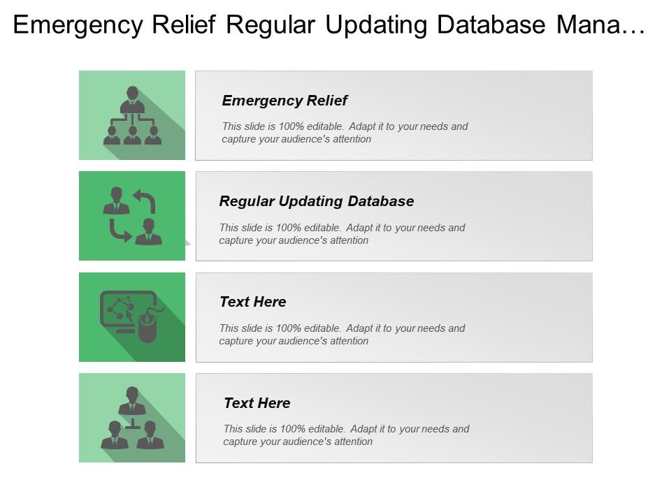 Emergency relief regular updating database manage financial resources Slide01