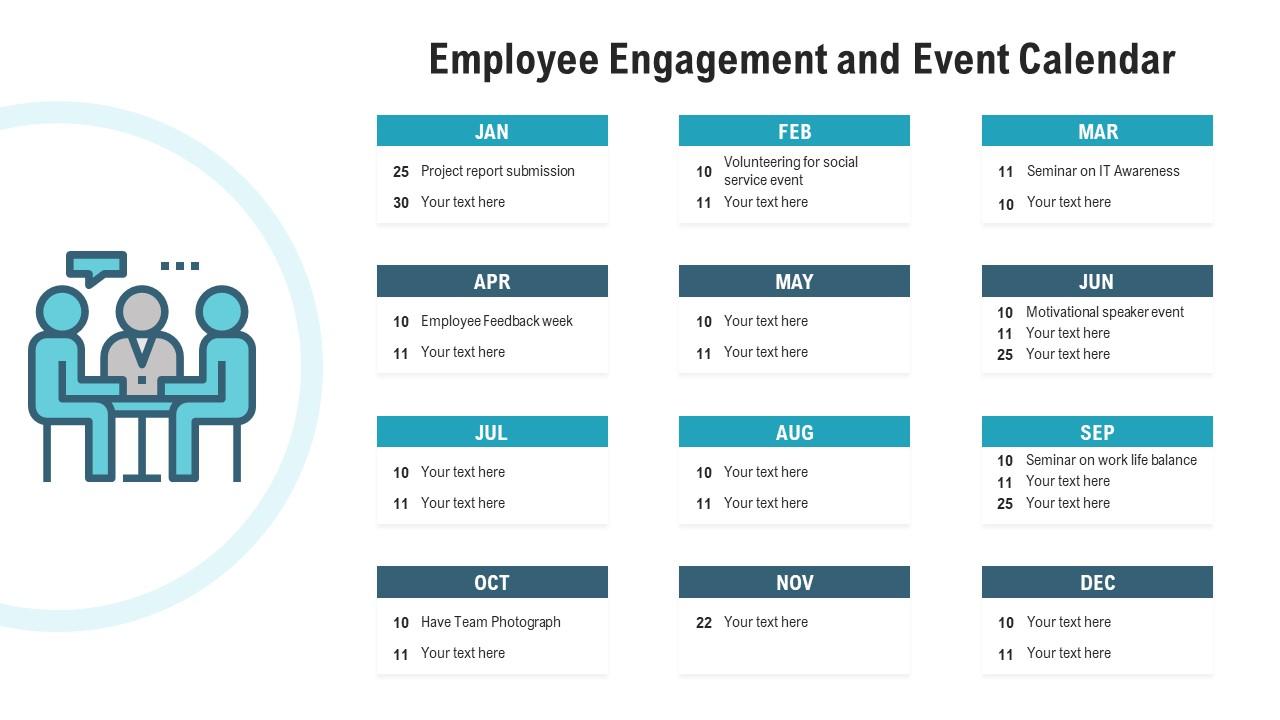 Employee Engagement And Event Calendar PowerPoint Slides Diagrams