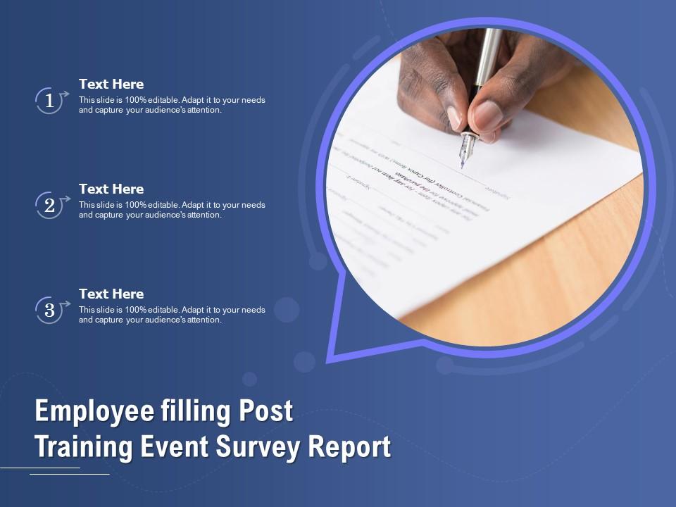 Employee filling post training event survey report Slide01