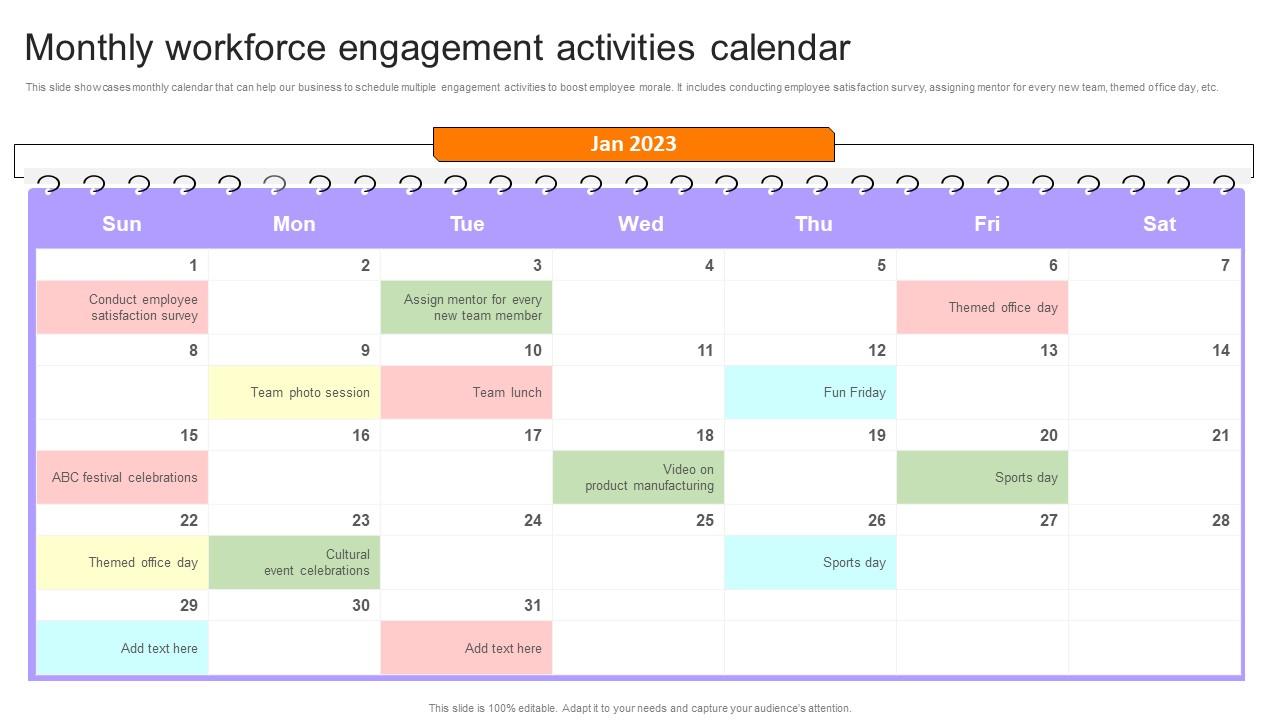 Employee Performance Evaluation Monthly Workforce Engagement Activities