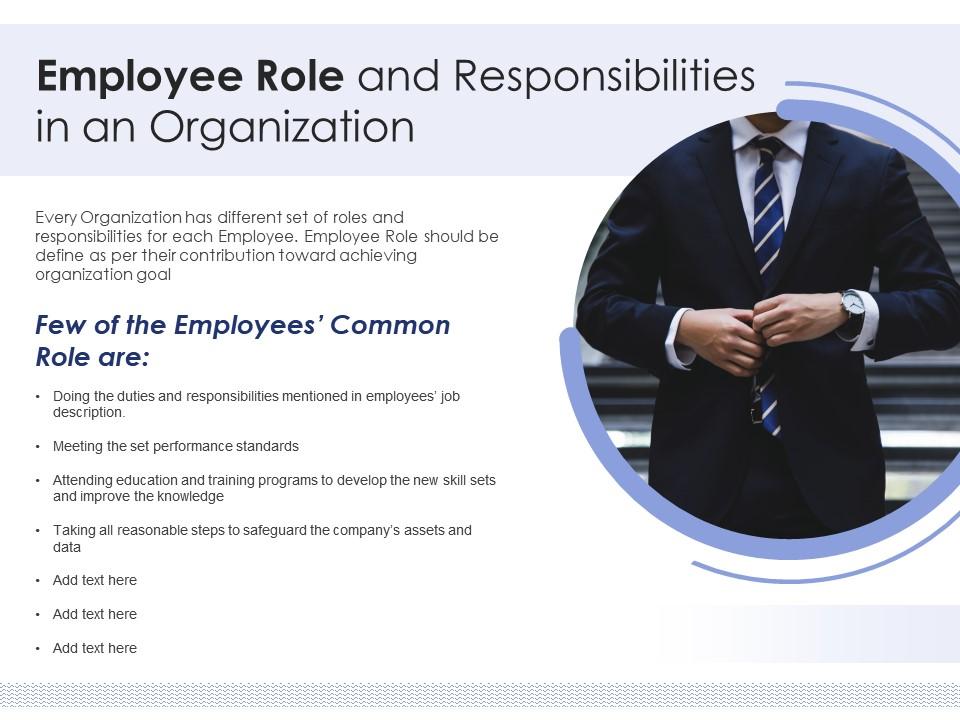 Employee Role And Responsibilities In An Organization | Presentation  Graphics | Presentation Powerpoint Example | Slide Templates