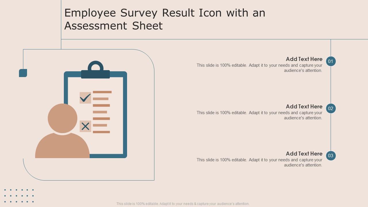Employee Survey Result Icon With An Assessment Sheet Slide01