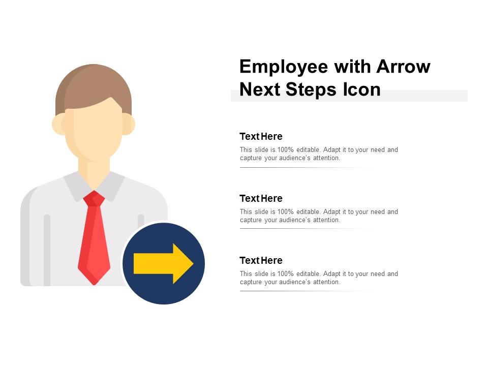 Employee with arrow next steps icon Slide01