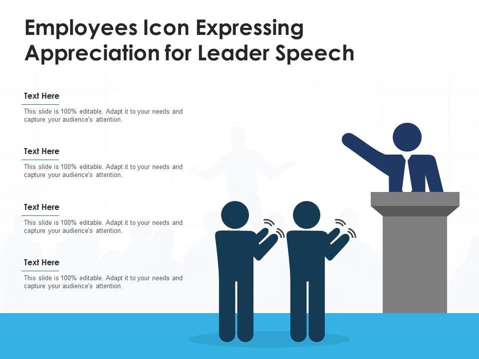 Employees icon expressing appreciation for leader speech Slide01