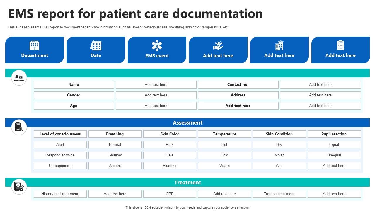 EMS Report For Patient Care Documentation PPT Example