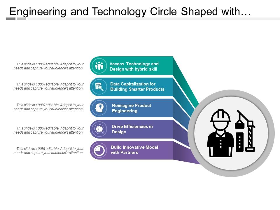 Engineering and technology circle shaped with icons Slide01