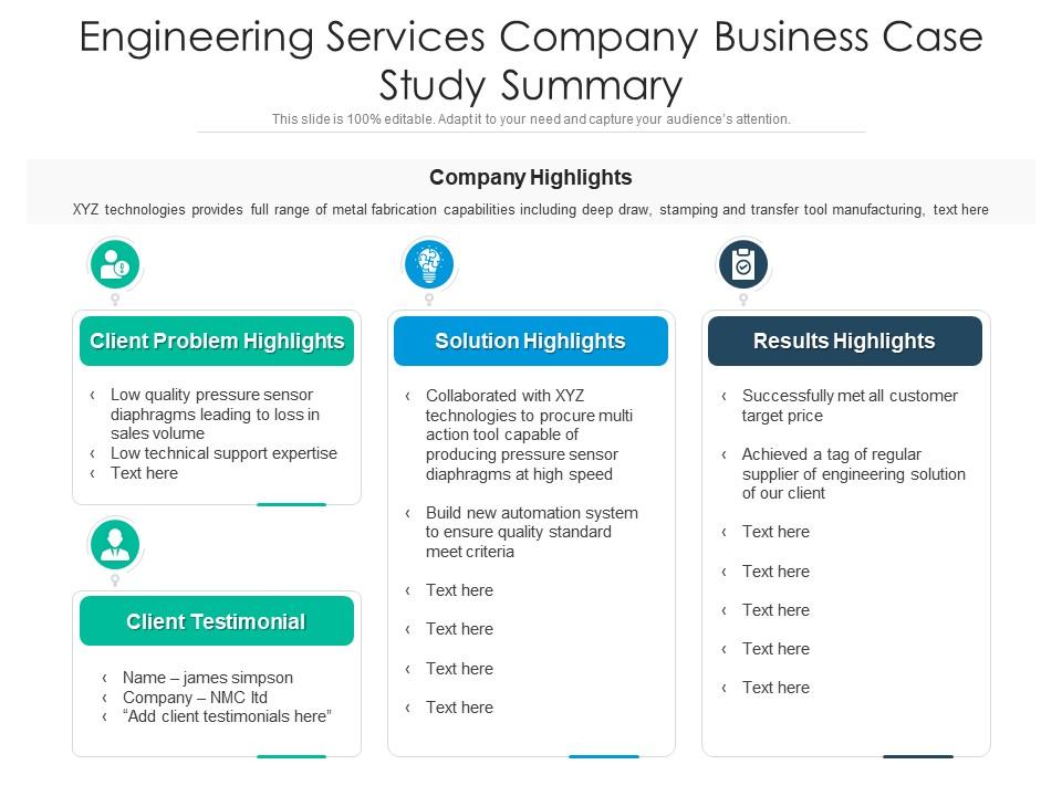 Engineering services company business case study summary Slide00