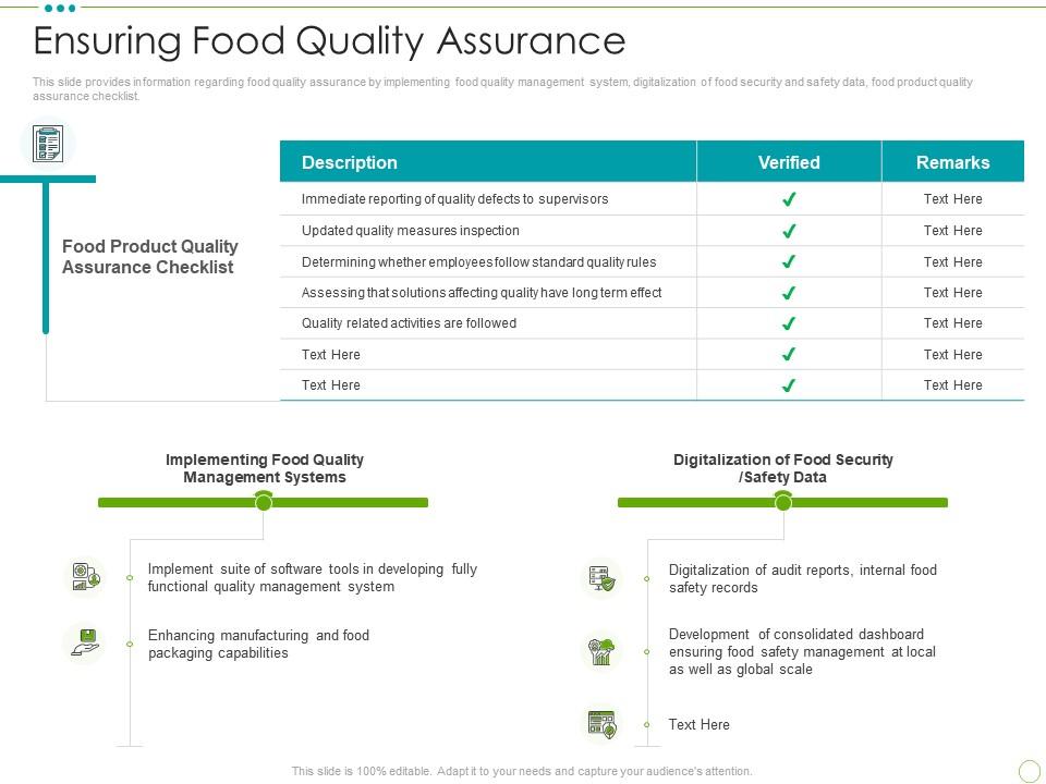 Ensuring Food Quality Assurance Food Safety Excellence Ppt Introduction