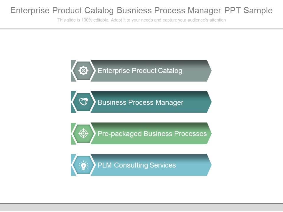 Enterprise product catalog business process manager ppt sample Slide01