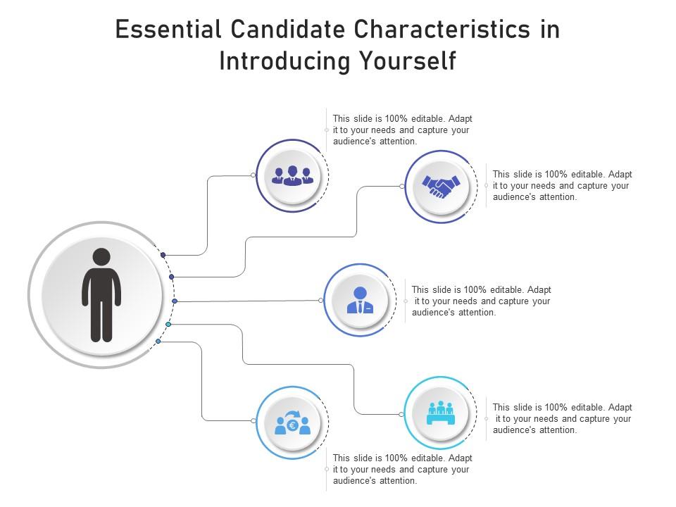 Essential candidate characteristics in introducing yourself infographic template Slide01
