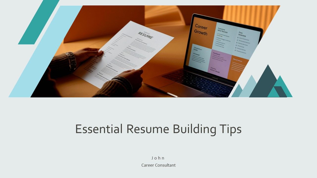 Essential Resume Building Tips PPT Mockup AT