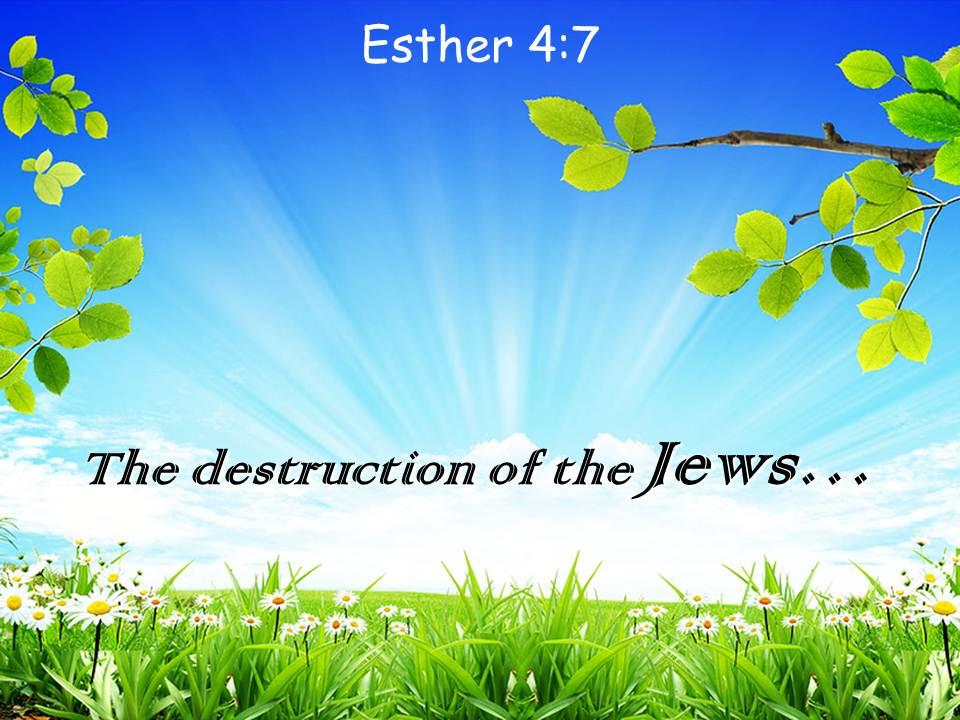 Esther 4 7 the destruction of the jews powerpoint church sermon Slide01