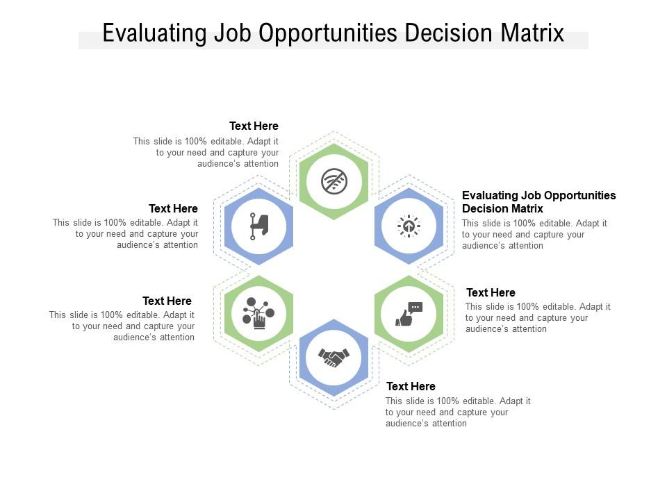 Evaluating job opportunities decision matrix ppt powerpoint presentation gallery cpb
