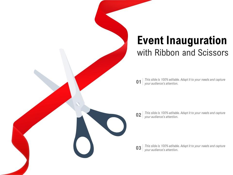Event Inauguration With Ribbon And Scissors | Templates PowerPoint  Presentation Slides | Template PPT | Slides Presentation Graphics