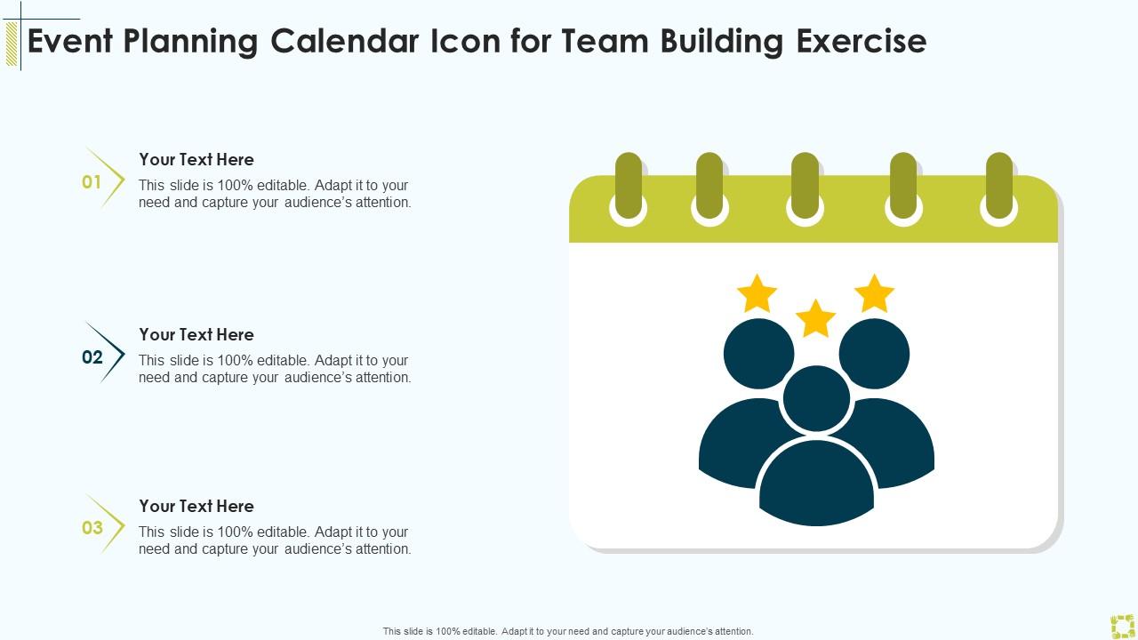 Event Planning Calendar Icon For Team Building Exercise | Presentation ...
