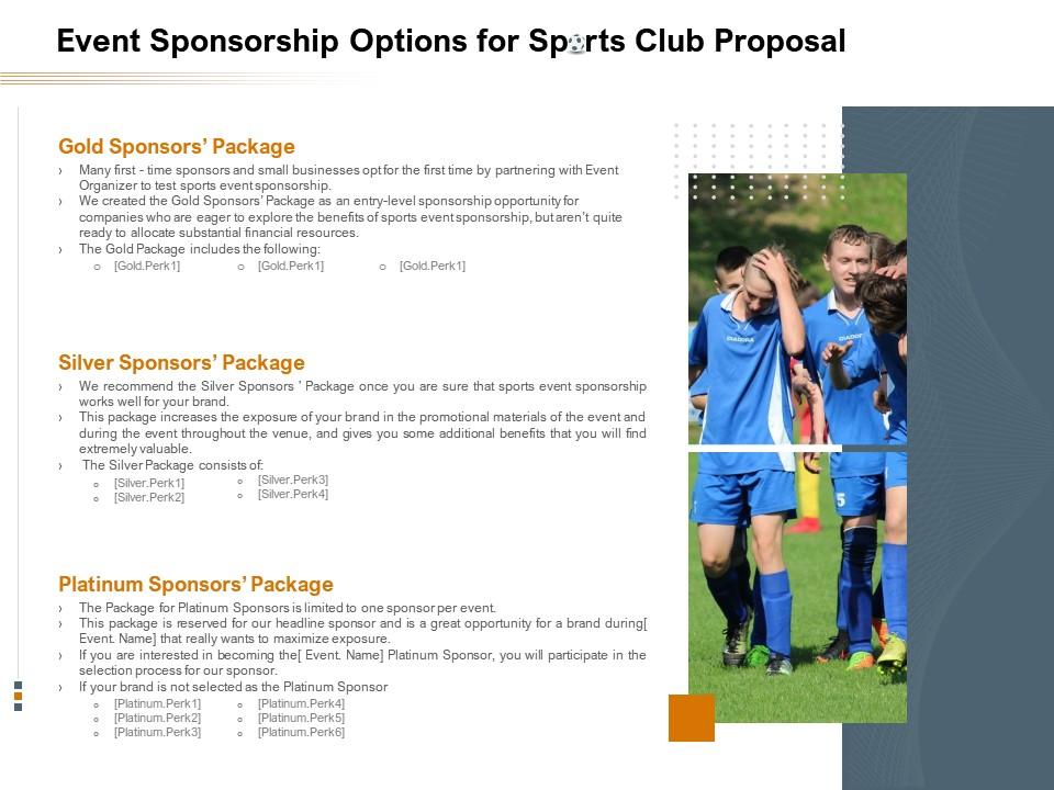 Event Sponsorship Options For Sports Club Proposal Ppt Powerpoint Presentation Slides