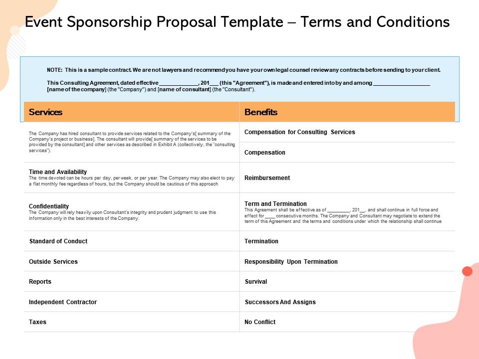 Event Sponsorship Proposal Template Terms And Conditions Ppt 