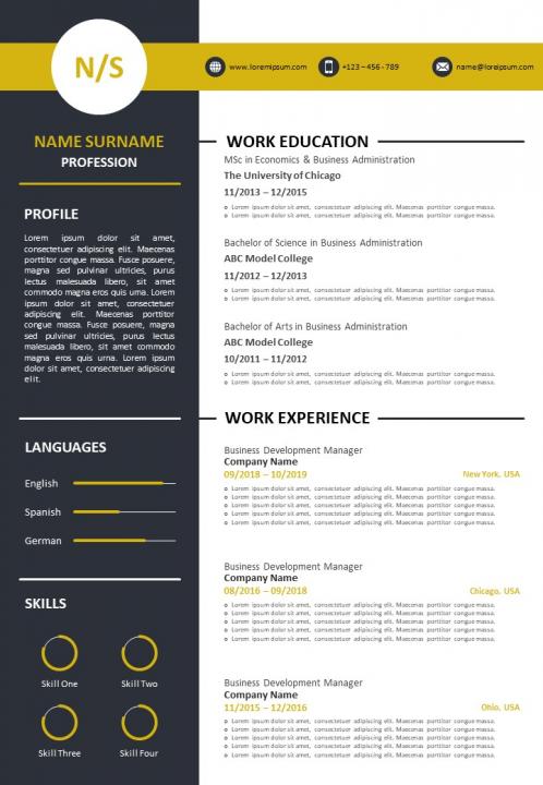 Example of curriculum vitae for job application Slide01