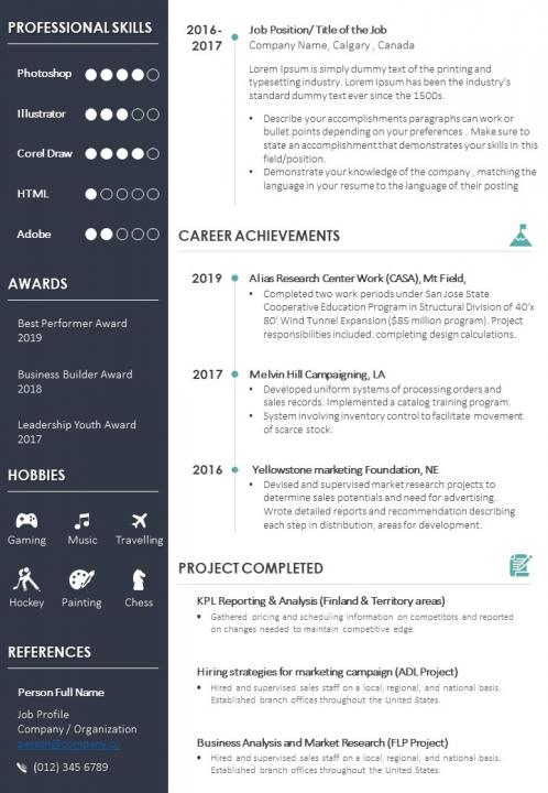 Example Resume Cv Template With Career Summary | Presentation Powerpoint  Images | Example Of Ppt Presentation | Ppt Slide Layouts