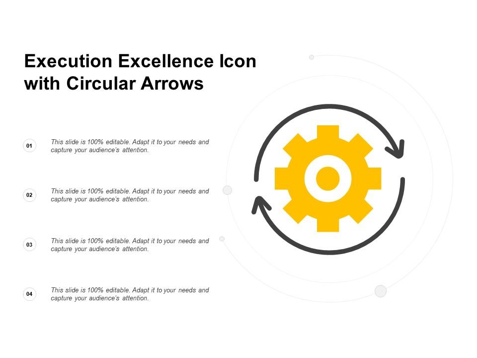 Execution excellence icon with circular arrows