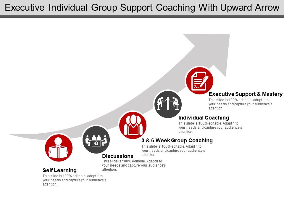 Executive individual group support coaching with upward arrow Slide01