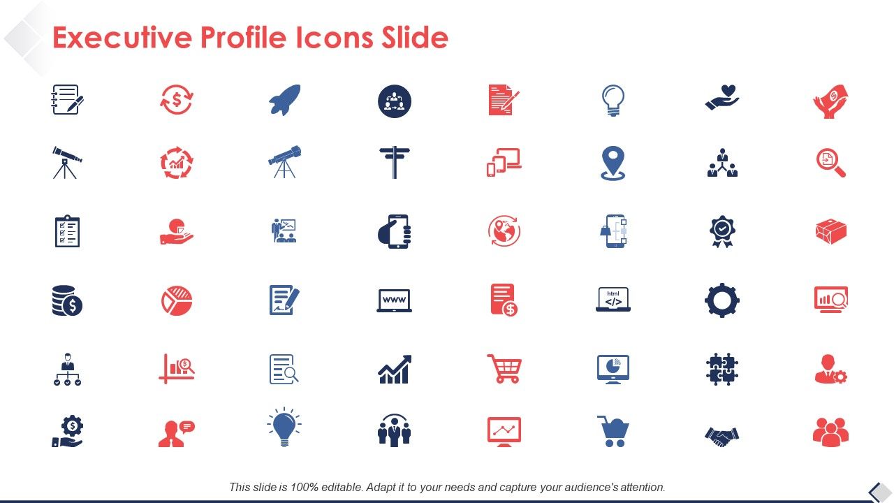 Executive profile icons slide strategy ppt powerpoint presentation file tips