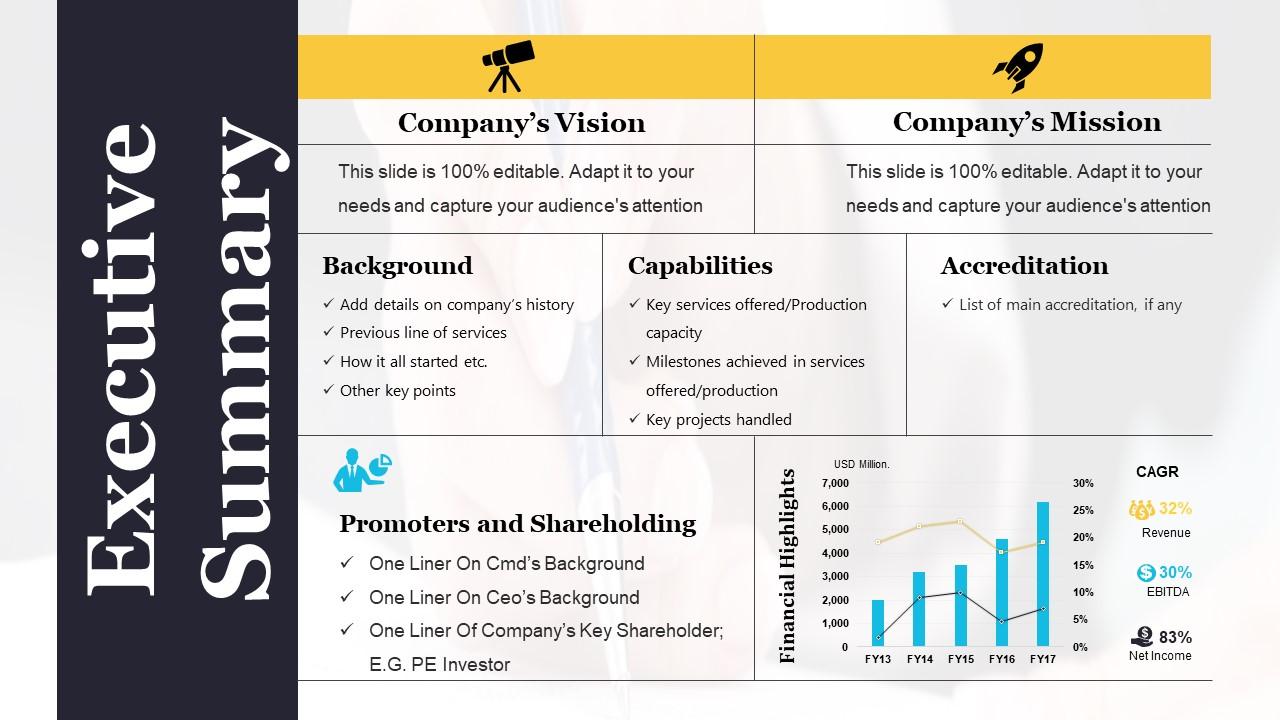 Executive summary example of ppt presentation