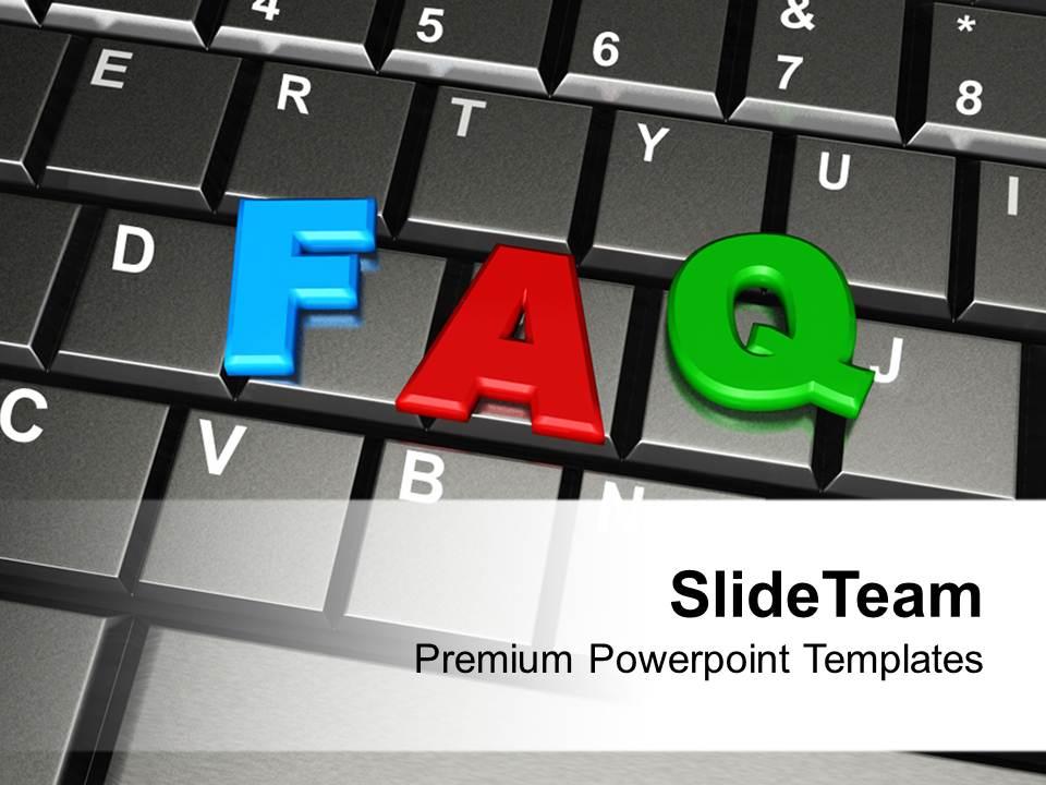 Faq word by colorful letters on keyboard powerpoint templates ppt themes and graphics 0113 Slide01