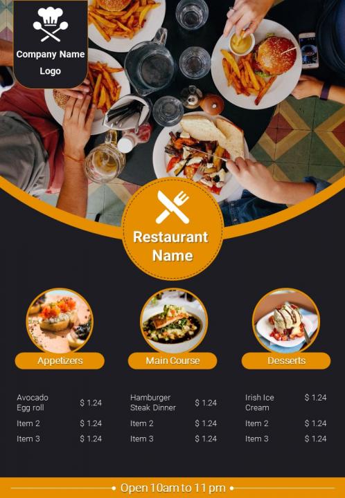 Fast food restaurant menu brochure two page flyer template Slide01