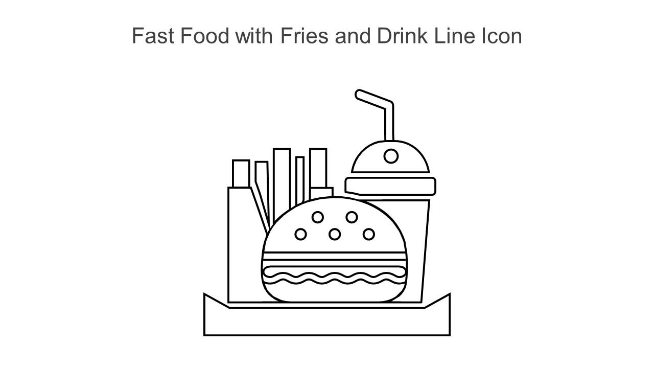 Fast Food With Fries And Drink Line Icon Slide01