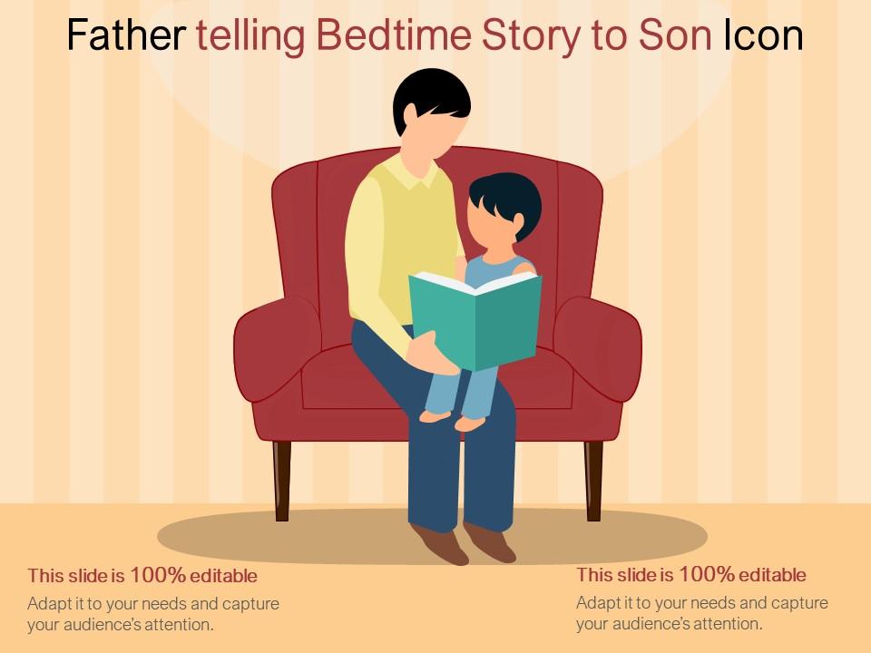 Father telling bedtime story to son icon