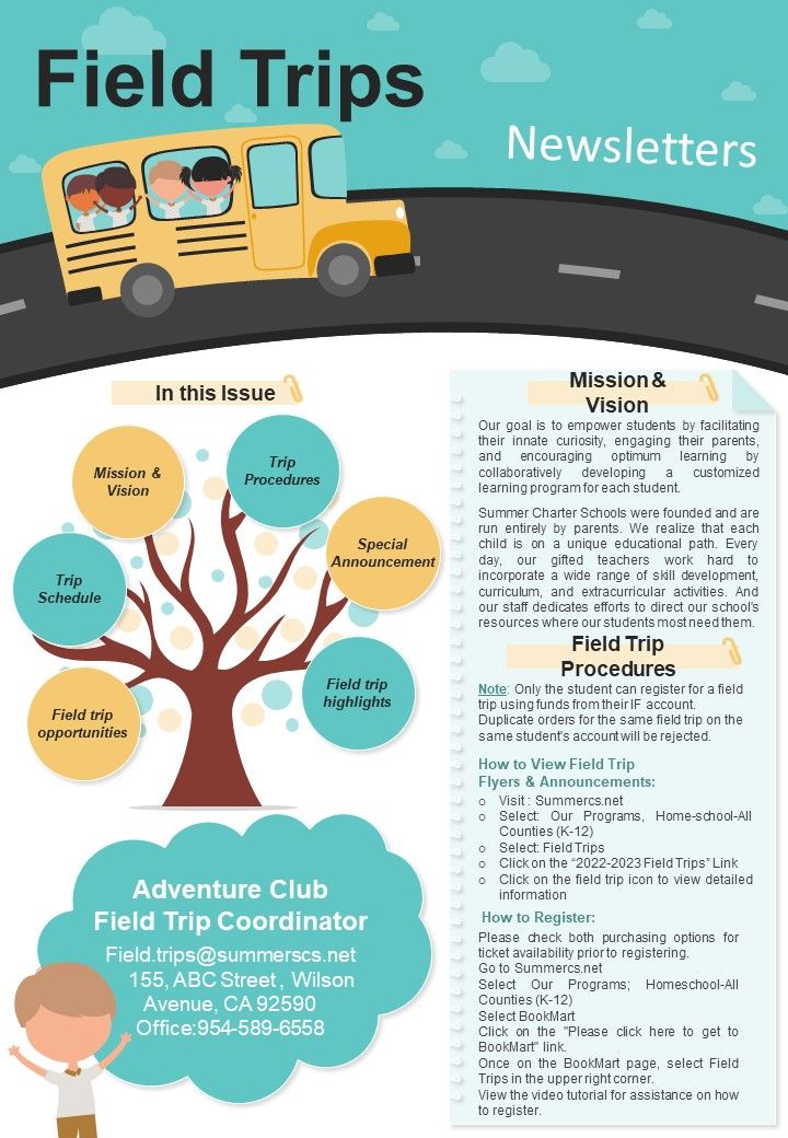 Field Trips Newsletter Presentation Report Infographic Ppt Pdf Document
