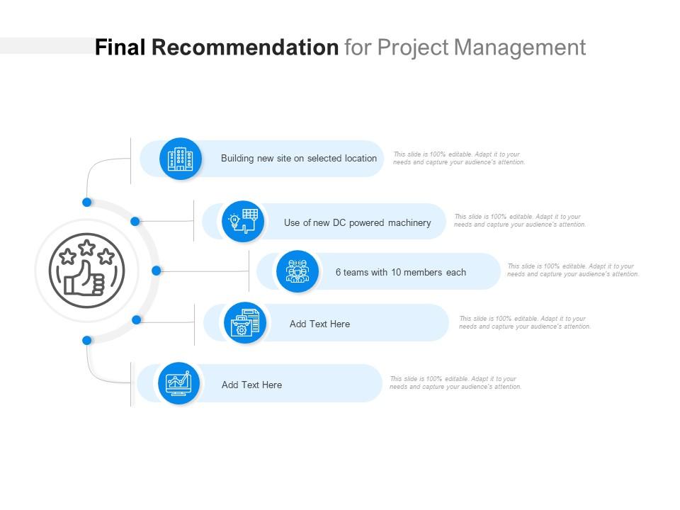Final recommendation for project management
