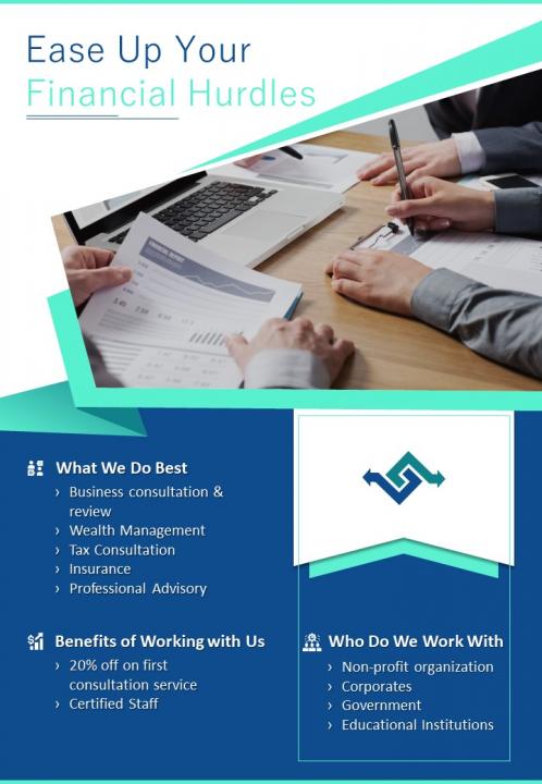 Financial consulting and advising two page brochure template Slide01