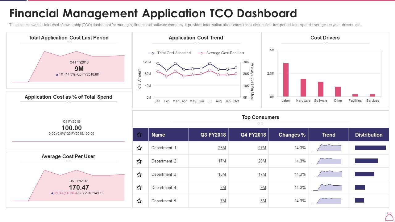 Financial Management Application TCO Dashboard Presentation Graphics